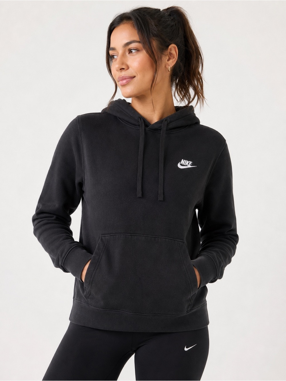 Nike Sportswear Fleece Hoodie Size Small Black Pullover Sweatshirt